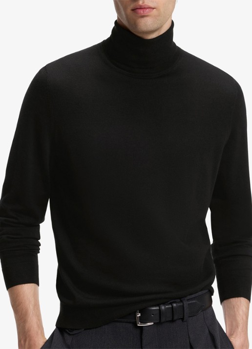 BOSS Fijngebreide trui met col - detail 2 black-007 / zwart