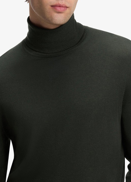 BOSS Fijngebreide trui met col - detail 2 open green-383 / groen