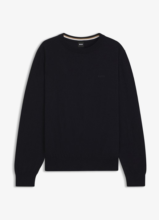 BOSS Fijngebreide trui met logo - voorkant 4 black-001 / zwart
