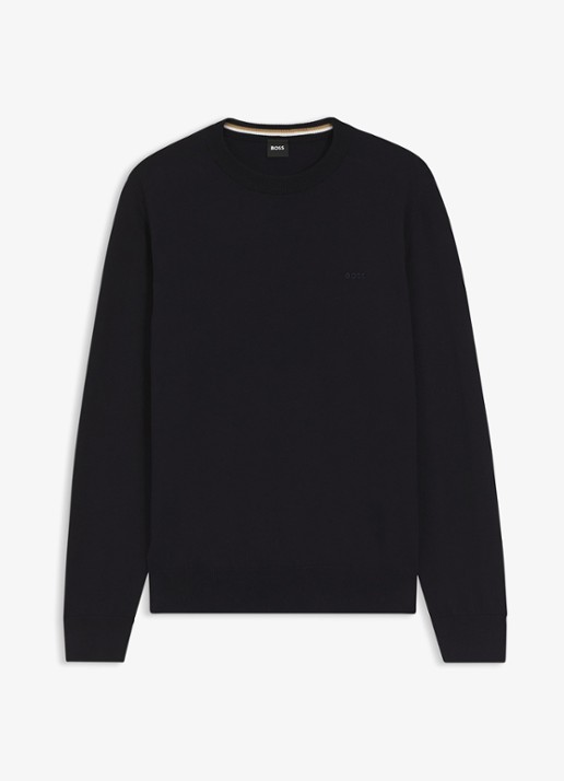 BOSS Fijngebreide trui met logo - voorkant dark blue-404 / blauw