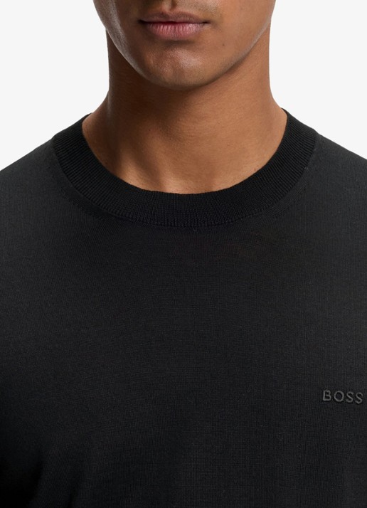 BOSS Fijngebreide trui met logo - detail 2 zwart