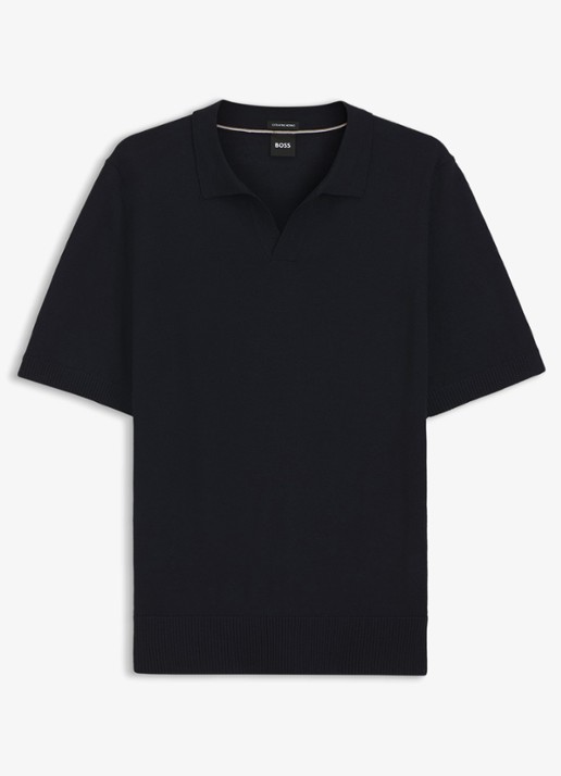 BOSS Fijngebreide trui met polokraag - voorkant 4 blauw