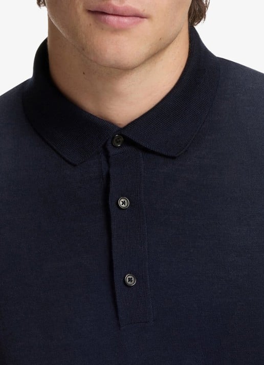 BOSS Fijngebreide trui met polokraag - detail 2 blauw