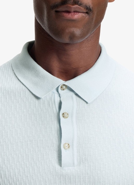 BOSS Fijngebreide trui met polokraag - detail 3 lichtblauw