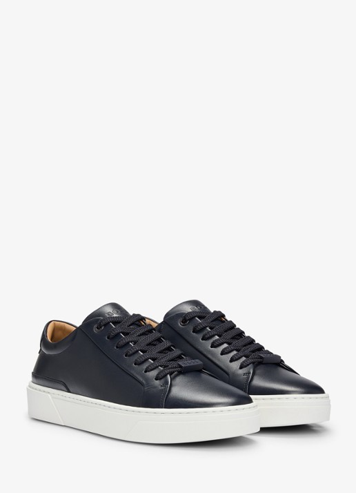 BOSS Gary sneaker van leer  - detail 2 donkerblauw