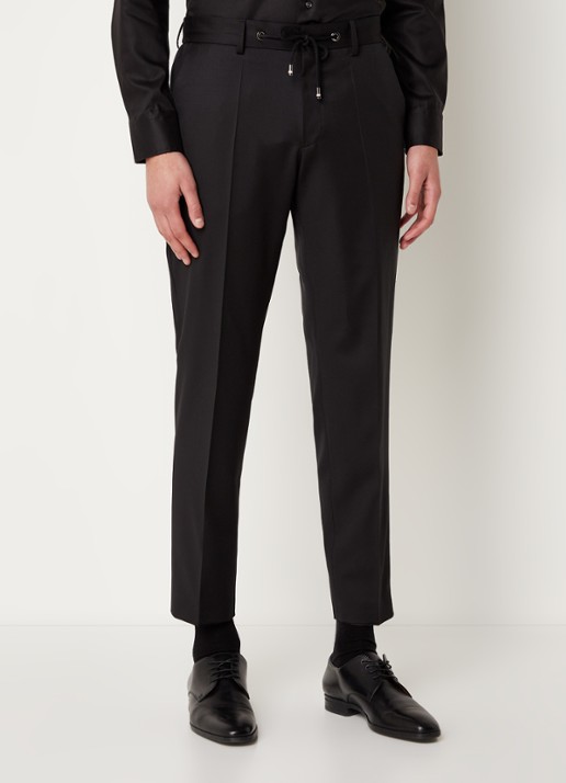 BOSS Genius tapered fit cropped pantalon met steekzakken - detail zwart