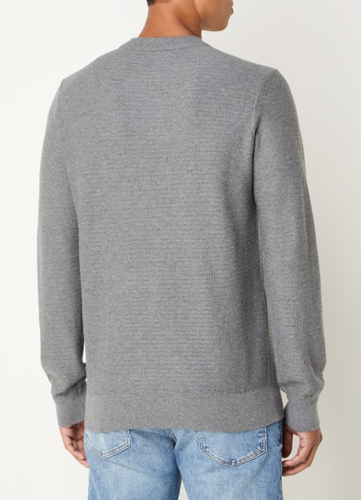 BOSS Gestructureerde met logopatch van katoen en kasjmier - achterkant 3 light /pastel grey-051 / grijs