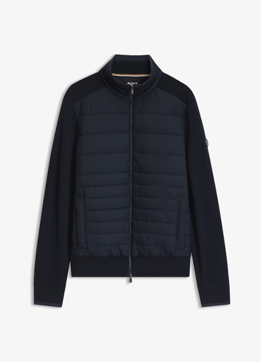 BOSS Gewatteerd jack in wolblend - voorkant 5 blauw