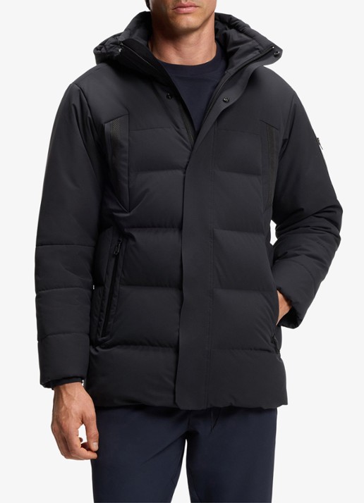 BOSS Gewatteerde jas met donsvulling en ritszakken - detail donkerblauw