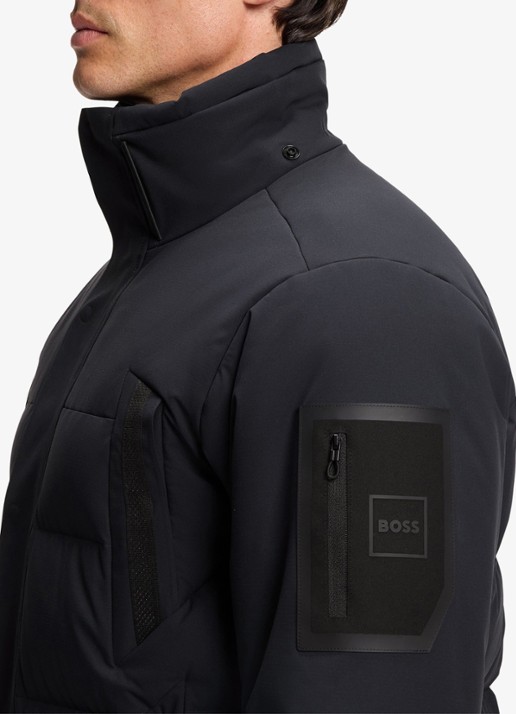 BOSS Gewatteerde jas met donsvulling en ritszakken - detail 3 donkerblauw