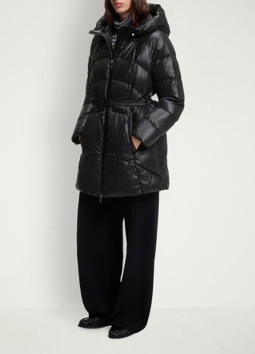 BOSS Gewatteerde parka met capuchon en afneembare riem