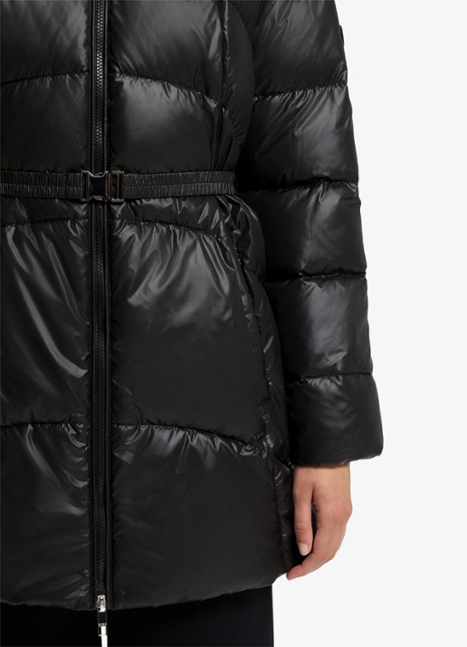 BOSS Gewatteerde parka met capuchon en afneembare riem - detail 5 zwart