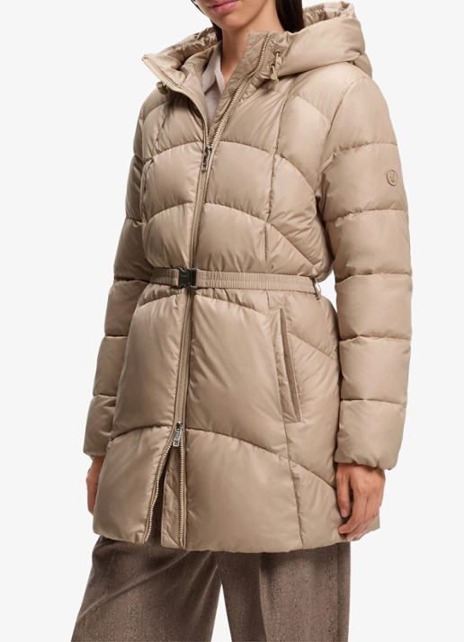 BOSS Gewatteerde parka met capuchon en afneembare riem