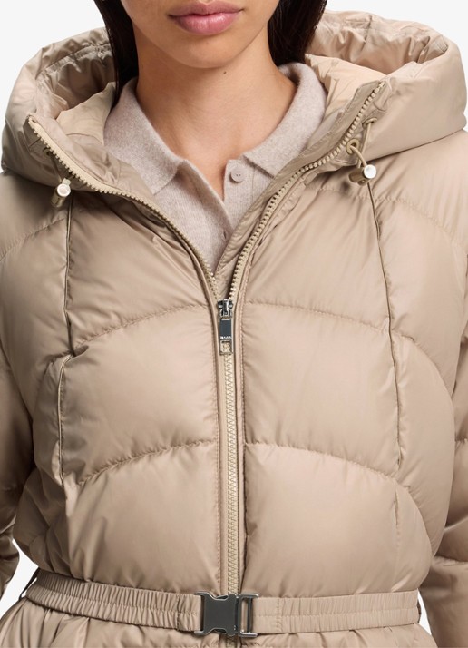 BOSS Gewatteerde parka met capuchon en afneembare riem - detail 5 beige
