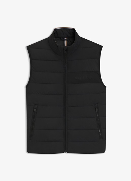 BOSS  H-Cenito gewatteerde bodywarmer met ritszakken - voorkant zwart
