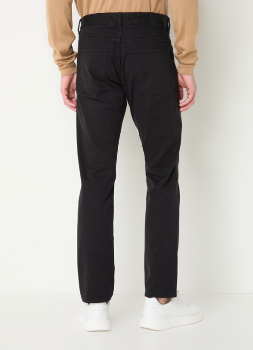 BOSS H-Delaware slim fit broek van wol met steekzakken - achterkant 5 zwart