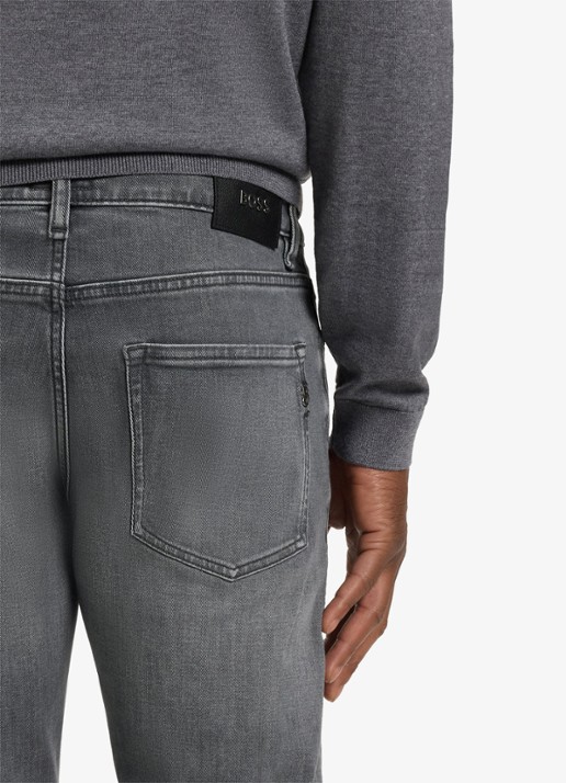 BOSS H-Delaware slim fit jeans met gekleurde wassing - detail 6 donkergrijs