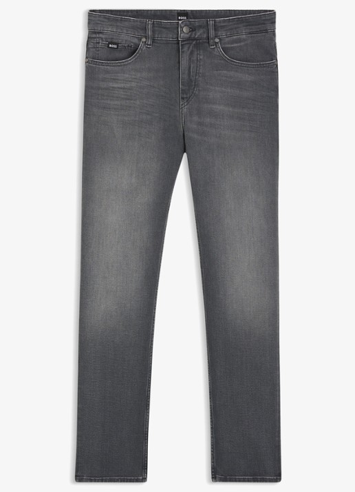 BOSS H-Delaware slim fit jeans met gekleurde wassing - voorkant donkergrijs