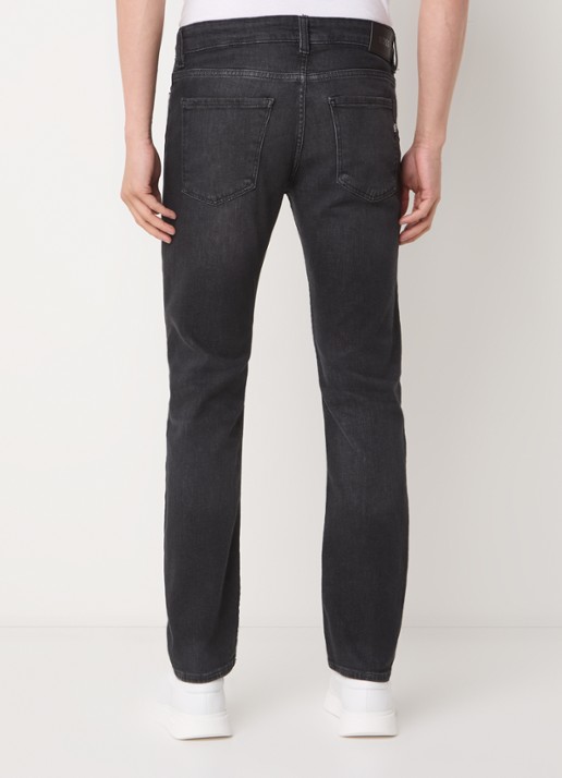 BOSS H-Delaware slim fit jeans met gekleurde wassing - achterkant donkergrijs