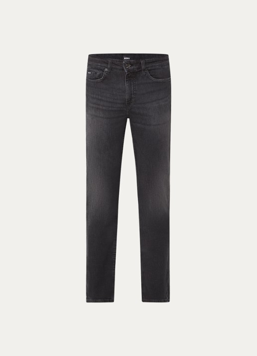 BOSS H-Delaware slim fit jeans met gekleurde wassing - voorkant 4 donkergrijs