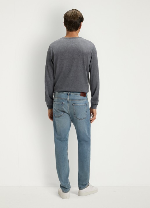 BOSS H-Delaware slim fit jeans met verwassen afwerking - detail 2 indigo