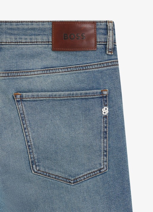 BOSS H-Delaware slim fit jeans met verwassen afwerking - detail 3 indigo