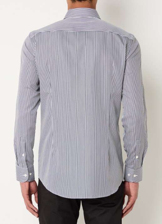 BOSS H-hank slim fit overhemd met streepprint - achterkant 2 zwart