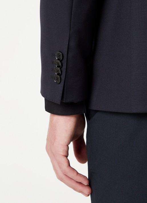 BOSS H-Huge slim fit colbert van wol met klepzakken - detail 5 donkerblauw