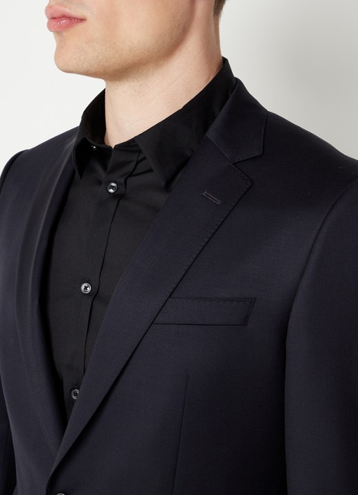 BOSS H-Huge slim fit colbert van wol met klepzakken - detail 6 donkerblauw