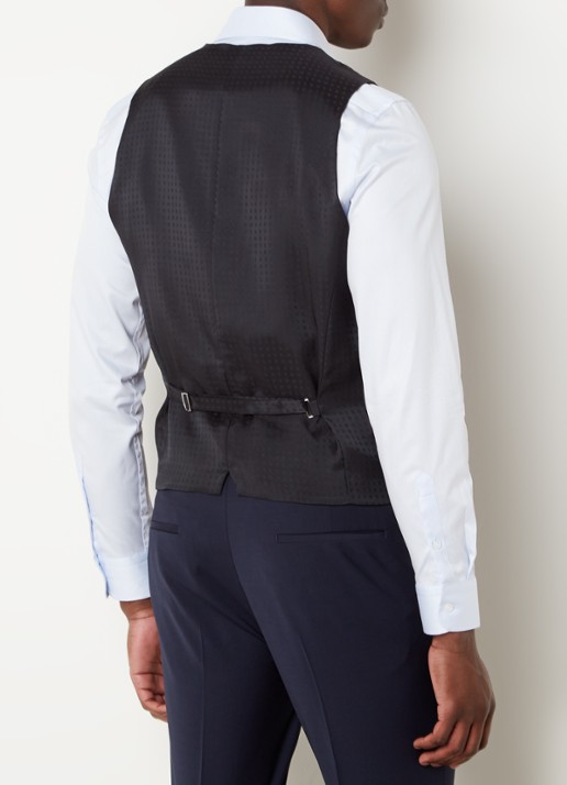 BOSS H-Huge slim fit gilet met logoprint  - achterkant donkerblauw