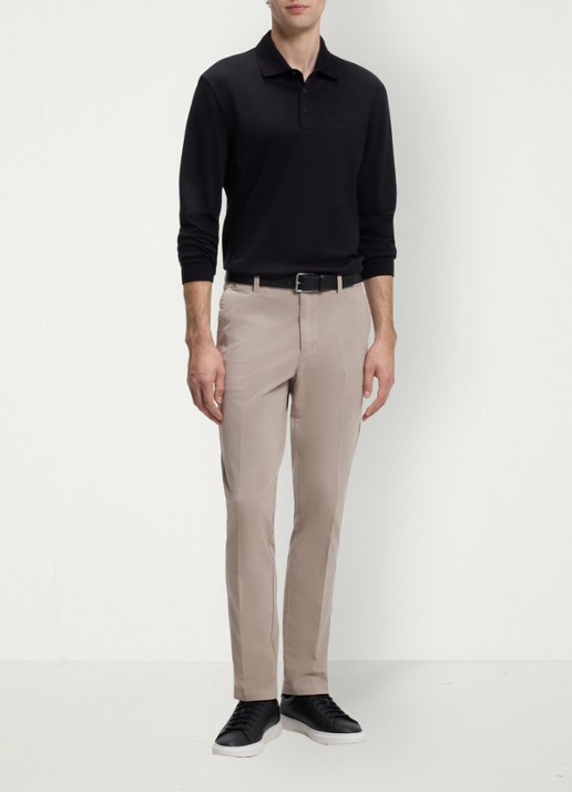 BOSS H-Kaiton1 slim fit chino met steekzakken - voorkant 9 open beige-294 / beige