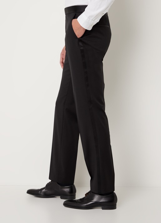BOSS H-Lenon-B1 straight fit pantalon van scheerwol - detail 2 zwart