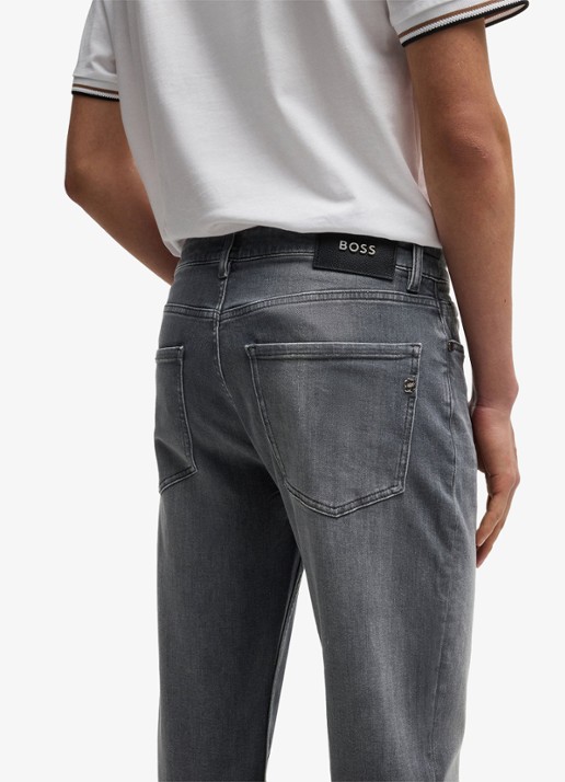 BOSS H-Re.Maine straight leg jeans met gekleurde wassing - detail 6 middengrijs