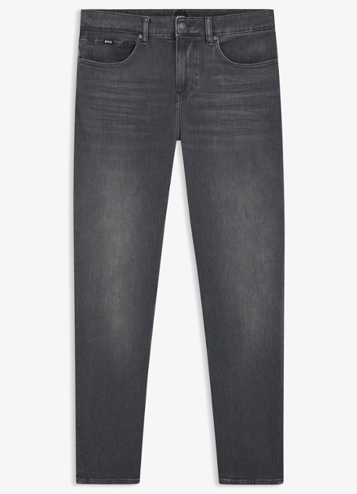 BOSS H-Re.Maine straight leg jeans met gekleurde wassing - voorkant middengrijs