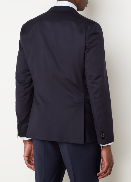 BOSS H-Reymond slim fit colbert van scheerwol - achterkant donkerblauw