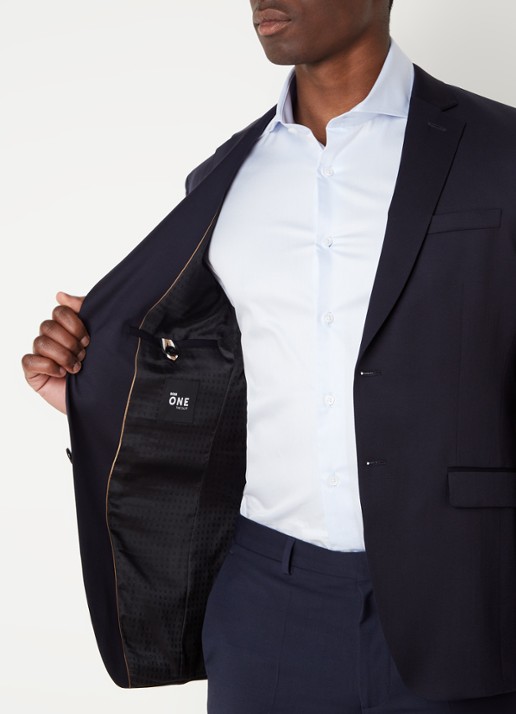 BOSS H-Reymond slim fit colbert van scheerwol - detail 3 donkerblauw
