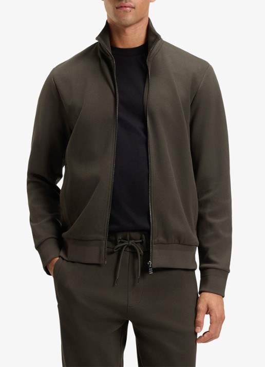 BOSS H-Shepherd sweatvest met steekzakken  - detail groen