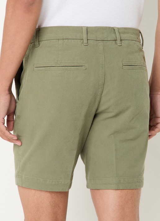 BOSS H-Slice slim fit korte chino met steekzakken - achterkant olijfgroen