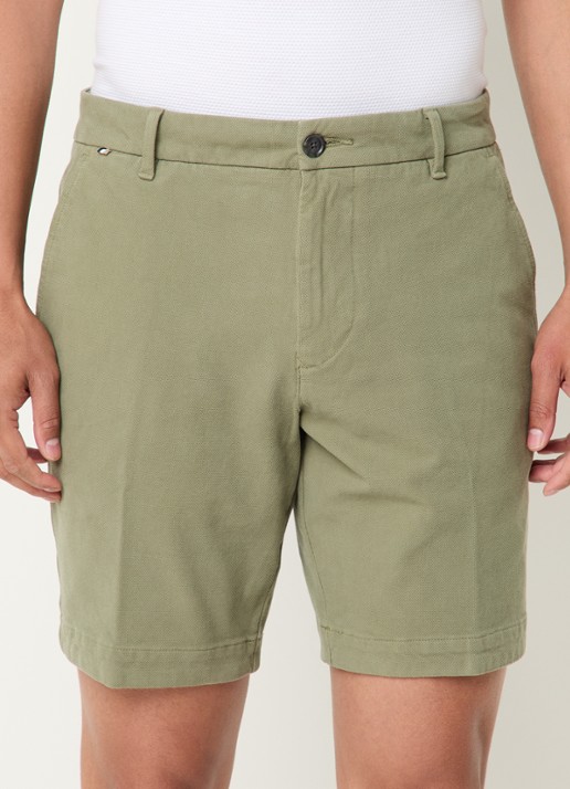 BOSS H-Slice slim fit korte chino met steekzakken - detail 2 olijfgroen