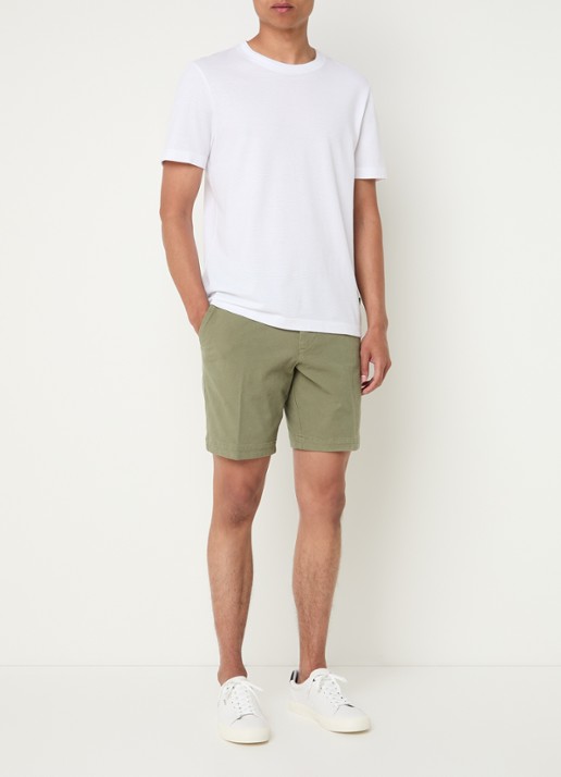 BOSS H-Slice slim fit korte chino met steekzakken - voorkant 4 olijfgroen