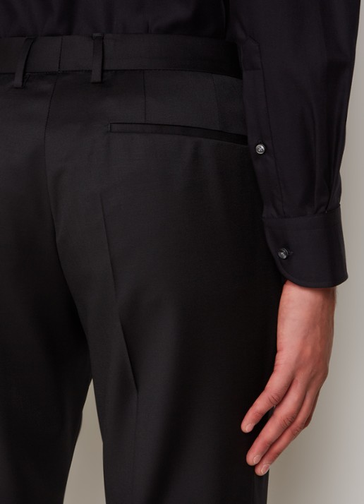 BOSS H-Wenten slim fit pantalon van scheerwol met steekzakken - detail 3 zwart