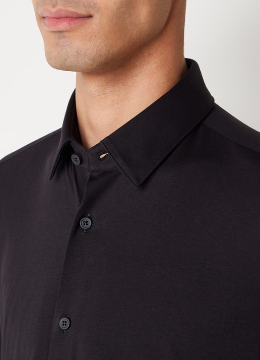 BOSS Hank slim fit overhemd met stretch - detail 5 zwart