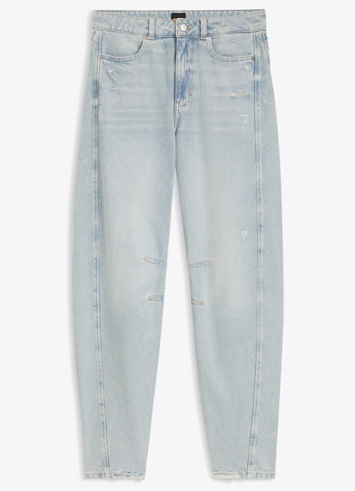 BOSS High waist balloon fit jeans met lichte wassing - voorkant 5 denim