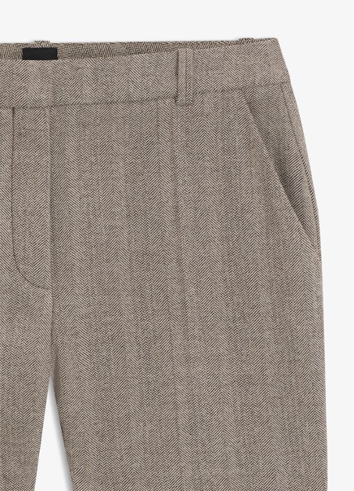 BOSS high waist flared fit pantalon met visgraat dessin - detail 3 middengrijs