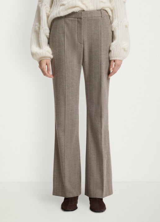 BOSS high waist flared fit pantalon met visgraat dessin