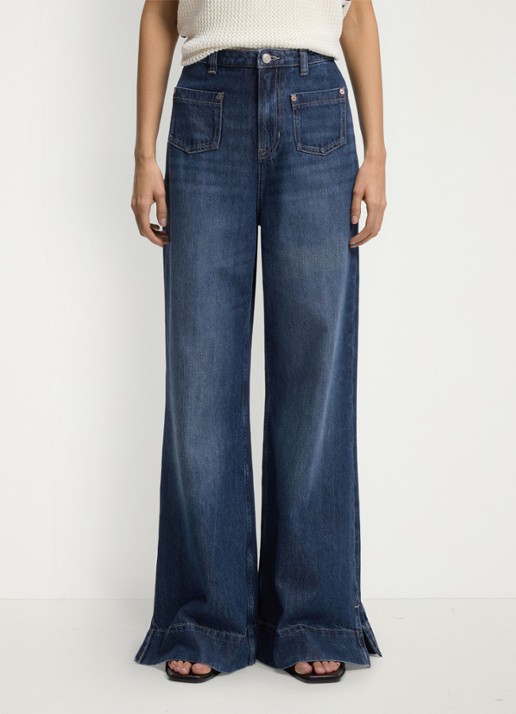 BOSS High waist flared jeans in donkere wassing