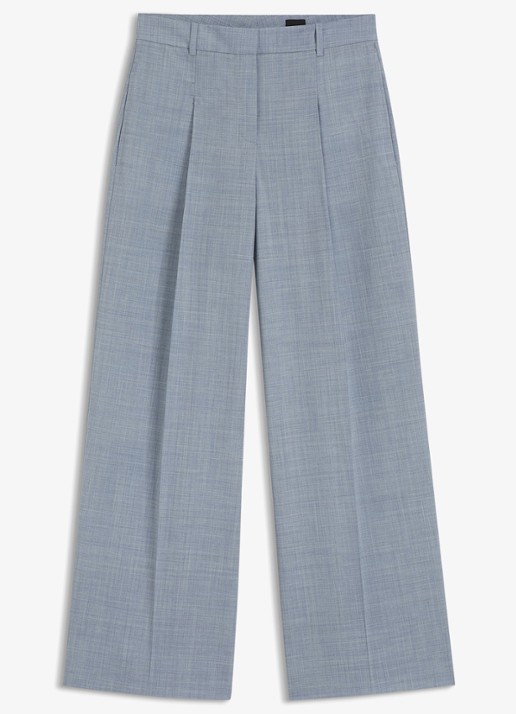 BOSS High waist loose fit pantalon van wol - voorkant 5 blauw