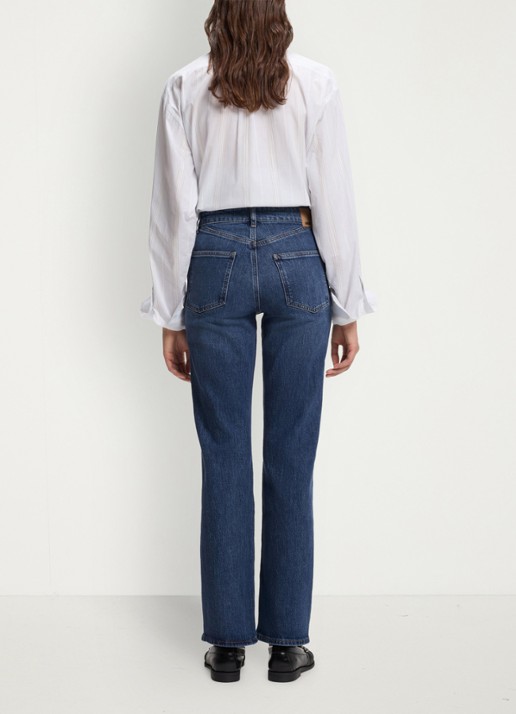 BOSS High waist slim fit jeans met donkere wassing - achterkant denim