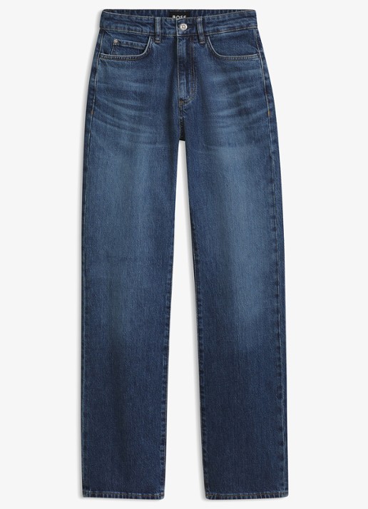BOSS High waist slim fit jeans met donkere wassing - voorkant 2 denim
