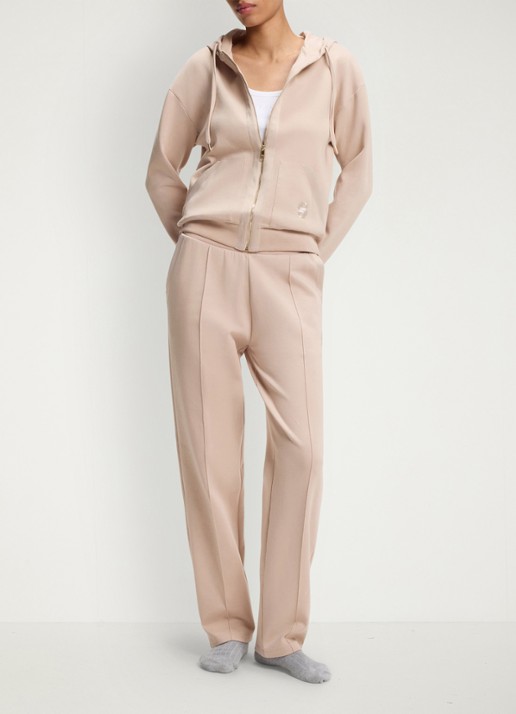 BOSS High waist straight fit joggingbroek met steekzakken - voorkant 2 light beige-270 / beige